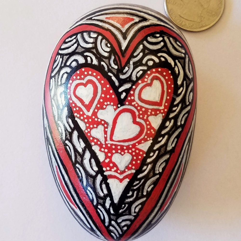 Valentine gift, Painted heart rock